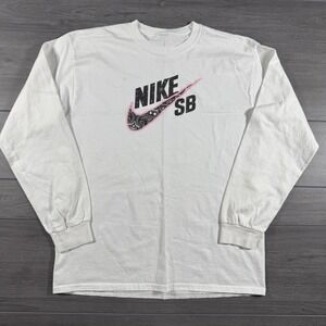 Nike SB x Travis Scott Cactus Jack Paisley Logo Long Sleeve White Shirt Large